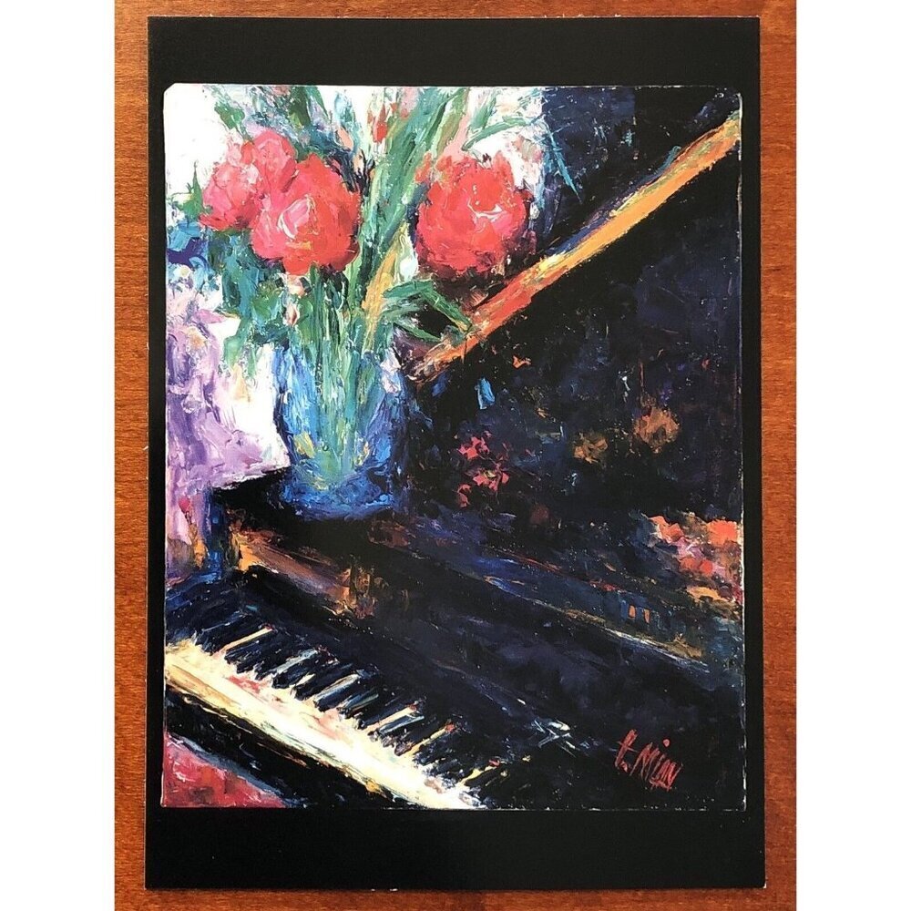 4.25"x6" Postcard Print PIANO ROSES Texas Impressionist Painter HENRIETTA MILAN